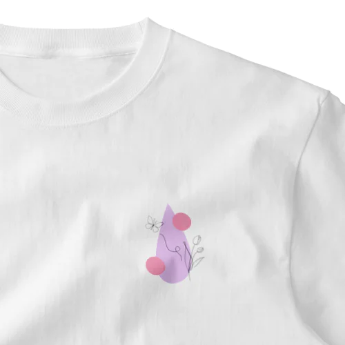 パープルしずくとピンク水玉のワンポイントTシャツ